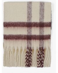 Barbour - Isla Ecru Muted Tartan Bouclé Scarf - Lyst