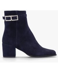 Daniel - Pearl Navy Suede Block Heel Ankle Boots - Lyst