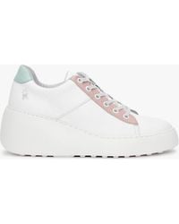 Fly London - Delf White Nude Mint Leather Wedge Trainers - Lyst
