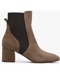Daniel - Lancey Taupe Suede Block Heel Ankle Boots - Lyst