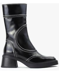 Miista - Malene Black Leather Block Heel Calf Boots - Lyst