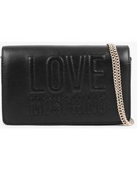 Love Moschino Embossed Logo Back Chain Strap Cross-body Bag - Black