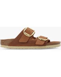 Birkenstock - Arizona Big Buckle Tan Leather Two Bar Mules - Lyst