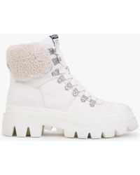Ash - Patagonia Faux Fur Off White Leather Hiking Boots - Lyst