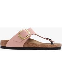 Birkenstock - Gizeh Big Buckle Soft Pink Nubuck Leather Toe Post Sandals - Lyst