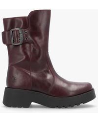 Fly London - Mazz Wine Leather Chunky Calf Boots - Lyst