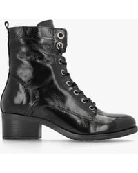 Moda In Pelle - Bezzie Black Patent Leather Block Heel Ankle Boots - Lyst
