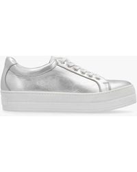 Daniel - Piccadilly Circus Silver Leather Flatform Trainers - Lyst