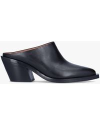 COACH - Paloma Black Leather Western Block Heel Backless Mules - Lyst