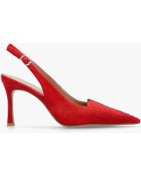 Daniel - Elove Red Suede Crystal Heart Toe Cap Heeled Sling Backs - Lyst