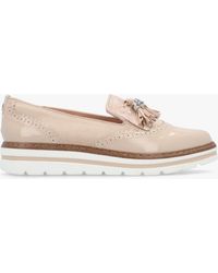 Moda In Pelle - Ellee Nude Patent & Suedette Tassel Loafers - Lyst