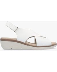 Fly London - Nabi White Leather Sling Back Low Wedge Sandals - Lyst