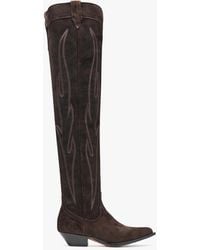 Sonora Boots - Hermosa Brown Suede Western Over The Knee Boots - Lyst