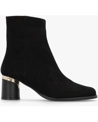 Daniel - Penelope Black Suede Gold Trim Heeled Ankle Boots - Lyst