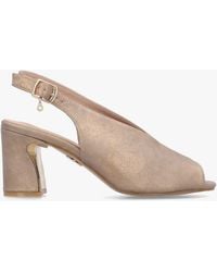 Moda In Pelle - Love Taupe Metallic Block Heel Sling Back Sandals - Lyst
