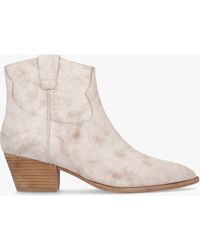 Ash - Fame Beige White Leather Western Ankle Boots - Lyst