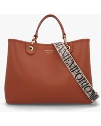 Emporio Armani - Cuoio Rosso Pebbled Shopper With Pouch - Lyst