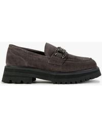 Alpe - Julienne Grey Suede Chunky Loafers - Lyst