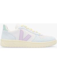 Veja - V-10 Leather Gravel Parme Menthol Trainers - Lyst