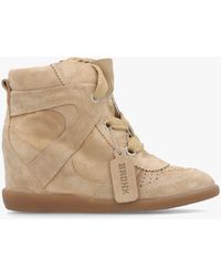 Bronx - Jae-Yy Sand Suede Lace Up High Top Wedge Trainers - Lyst