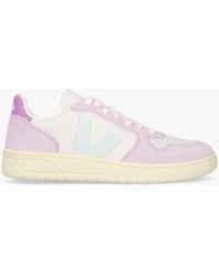 Veja - V-10 Leather Gravel Menthol Parme Trainers - Lyst