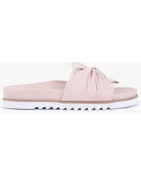 Moda In Pelle Omyra Nude Leather Twist Knot Mules - Pink