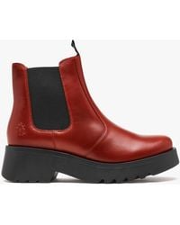 Fly London - Medi Red Leather Chunky Chelsea Boots - Lyst