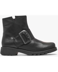Fly London - Rily Black Leather Buckle Ankle Boots - Lyst