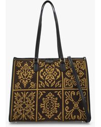 MY BEST BAG - Brown & Mustard Embossed Crochet & Leather Tote Bag - Lyst