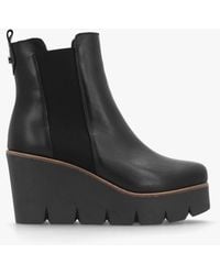 Alpe - Alpaca Black Leather Wedge Ankle Boots - Lyst