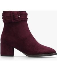 Moda In Pelle - Pacina Burgundy Buckle Strap Block Heel Ankle Boots - Lyst