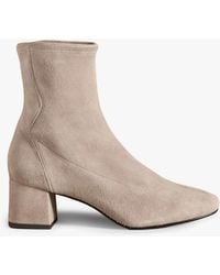 Russell & Bromley - Harrington Short Stone Suede Block Heel Sock Boots - Lyst