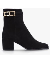 Daniel - Pearl Black Suede Block Heel Ankle Boots - Lyst
