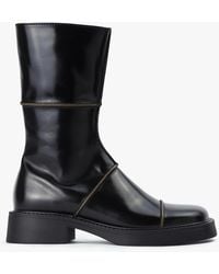 Miista - Dahlia Black Leather Square Toe Calf Boots - Lyst
