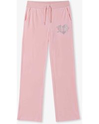 Juicy Couture - Del Ray Apple Blossom Velour Heart Diamante Lounge Pants - Lyst
