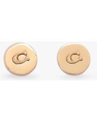 COACH - C Logo Round Stud Earrings - Lyst