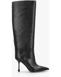 Daniel - Elodie Black Leather Sculpted Heel Knee Boots - Lyst