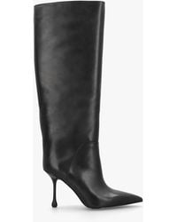 Daniel - Elodie Black Leather Sculpted Heel Knee Boots - Lyst