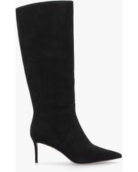 Daniel - Saffia Black Suede Slim Heel Knee Boots - Lyst
