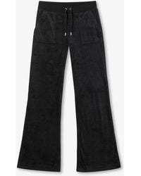 Juicy Couture - Layla Low Rise Black Velour Pocketed Track Pants - Lyst
