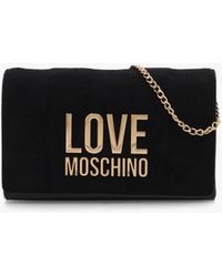 Love Moschino - Mini Checkerboard Chain Nero Shoulder Bag - Lyst
