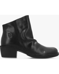 Fly London - Muke Ruched Block Heel Ankle Boots - Lyst
