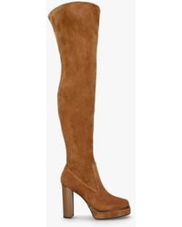 Daniel - Sippy Tan Suede Over The Knee Platform Heeled Boots - Lyst