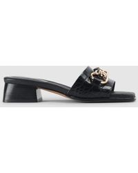 Shoe The Bear - Womens Colette Faux Croc Sandals With Horse Bit In Black - Lyst