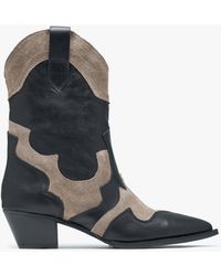 Daniel - Bandana Black Leather Western Calf Boots - Lyst
