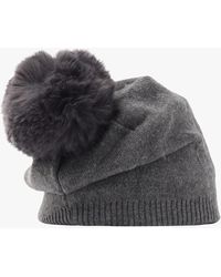 Daniel - Grey Slouchy Knitted Pom Pom Hat - Lyst
