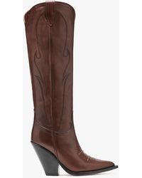 Sonora Boots - Rancho Maxi Flower Brown Leather Western Knee Boots - Lyst