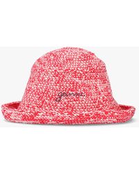 Ganni - Red Recycled Cotton Crochet Logo Bucket Hat - Lyst