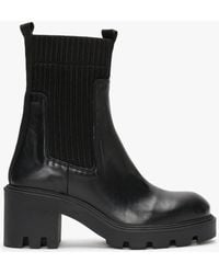 Daniel - Ibby Black Leather Block Heel Chelsea Boots - Lyst