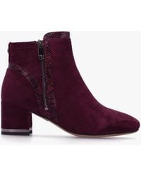 Moda In Pelle - Pesar Burgundy Snake Trim Block Heel Ankle Boots - Lyst